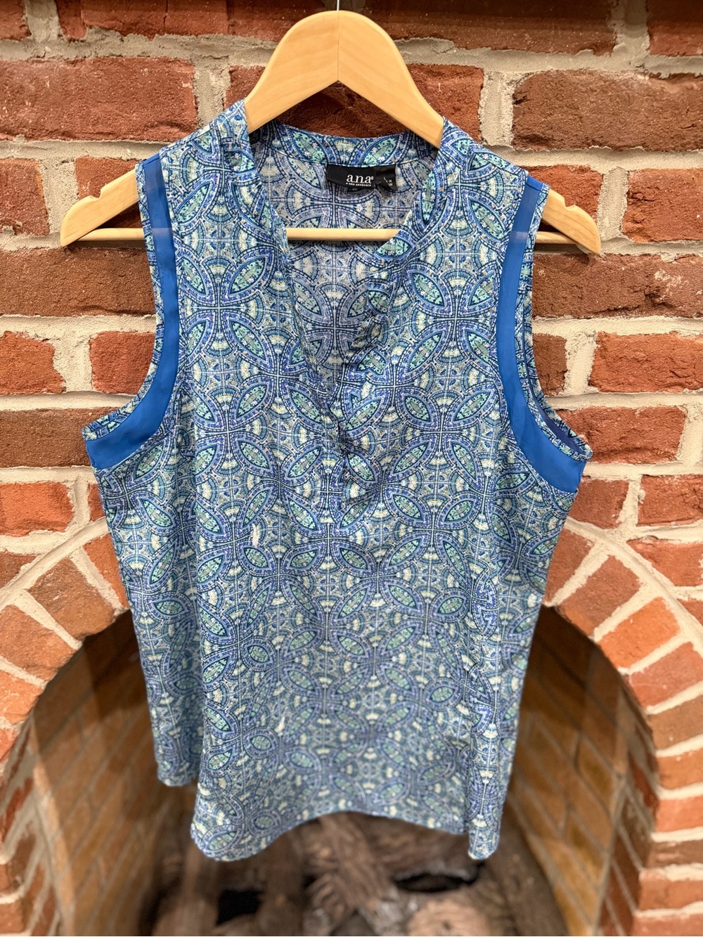 a.n.a Blue Patterned Sleeveless Camisole